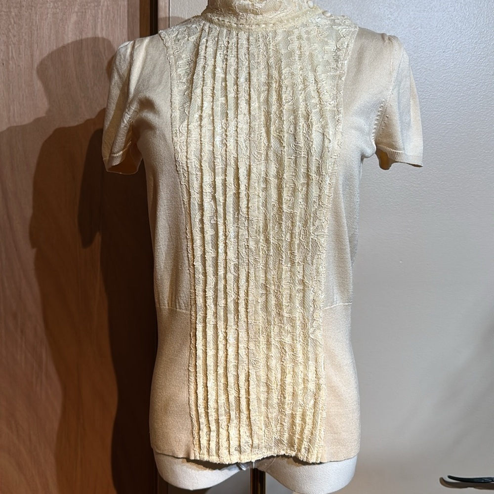 INC International Concepts Cream Pleated Top